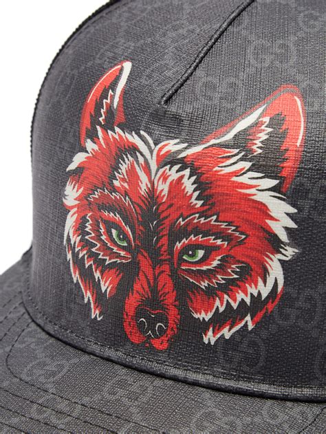 gucci cap black wolf|GG Supreme wolf baseball hat .